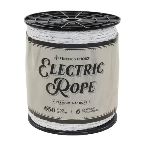 [RO4] Electric Rope Fence, 656-ft, White